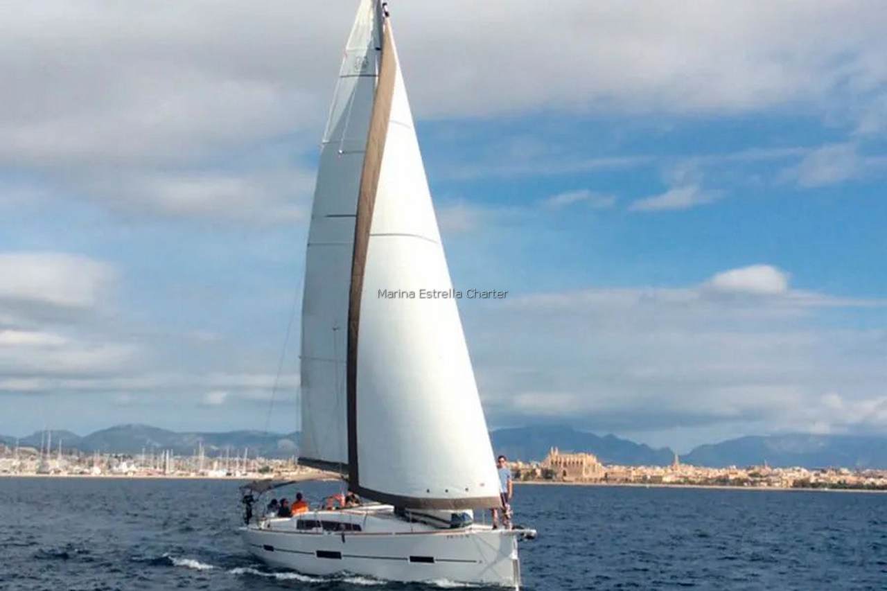 Sail boat FOR CHARTER, year 2016 brand Dufour and model 412 Grand Large, available in Marina de Denia Denia Alicante España